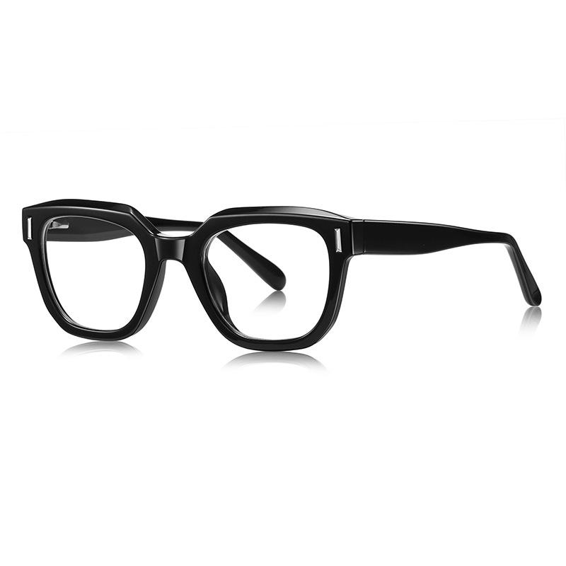 LS009 Retro Flat-Top Men's Large Frame TR Eyeglasses with Spring Hinges, Korean and European American Style