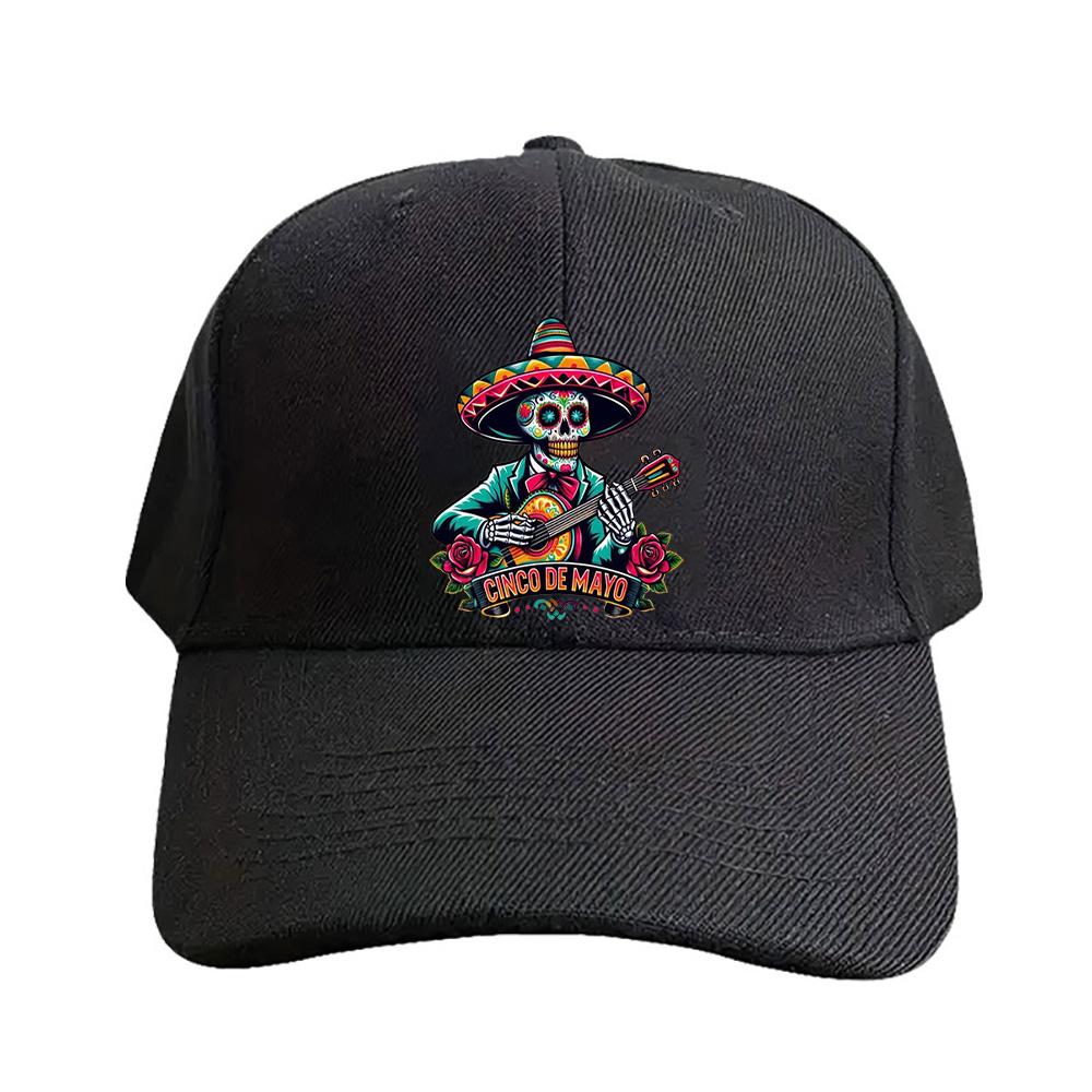 Cinco De Mayo Skeleton Caps Summer Adult Baseball Cap Adjustable with Curved Brim Duckbill Hat Protection Sun Hats