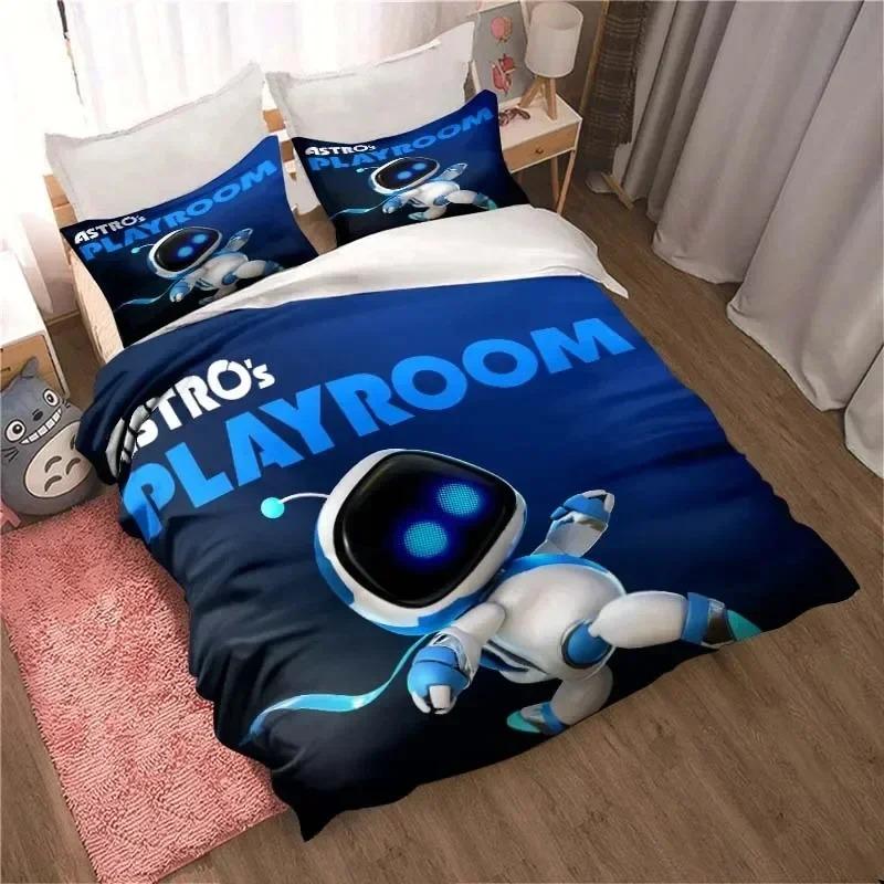 ASTRO BOT Cute Cartoon Bedding Set Duvet Cover Pillow Case Single Double King Size Adult Boys Bedroom