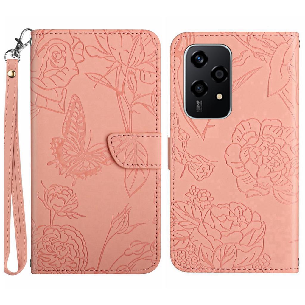 HT03 For Honor 200 Lite Leather Case Imprinted Full Protection Phone Wallet Cover with Strap