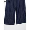 Zaprha 2025 New Arrival Loose Vertical Plaid High Waist Wide Leg Leisure Jogging Denim Women 4083023