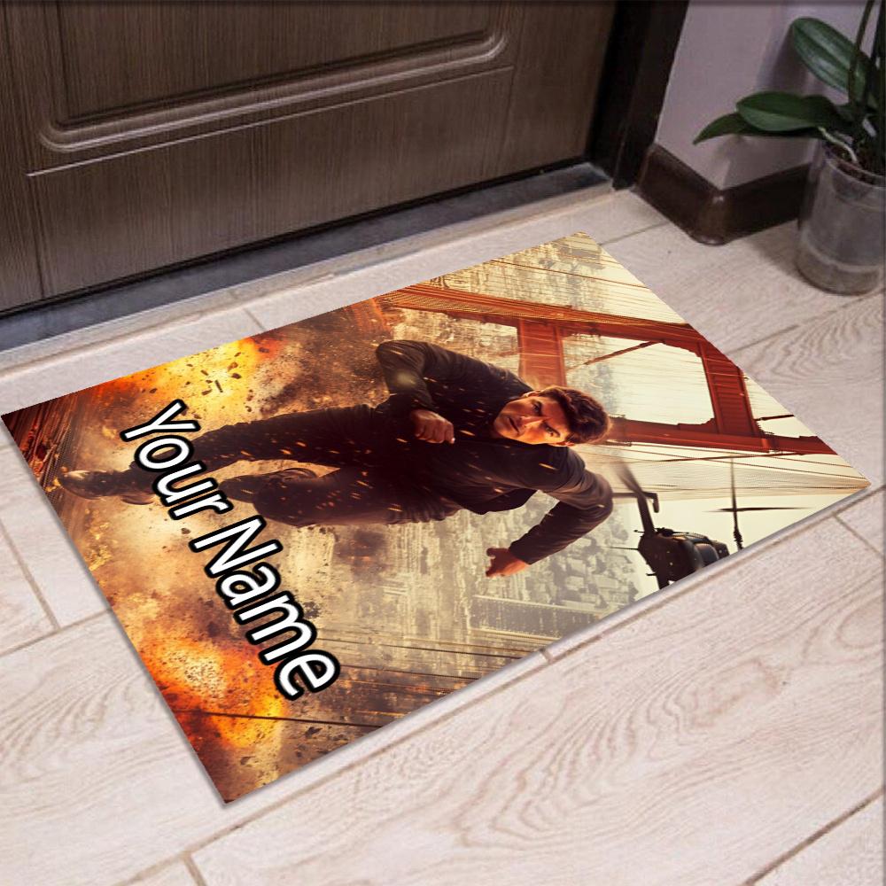 Custom Name Mission Impossible Printed Carpet, Rug for Office Chair Living Room Bedroom Kitchen Room Decor Gifts.