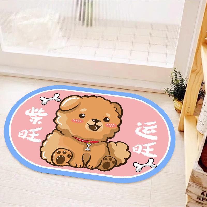 Cartoon Cute Diatom Mud Mat Bathroom Door Moisture-wicking Quick Drying Mat Oval Home Dirt and Non-slip Mat Durable