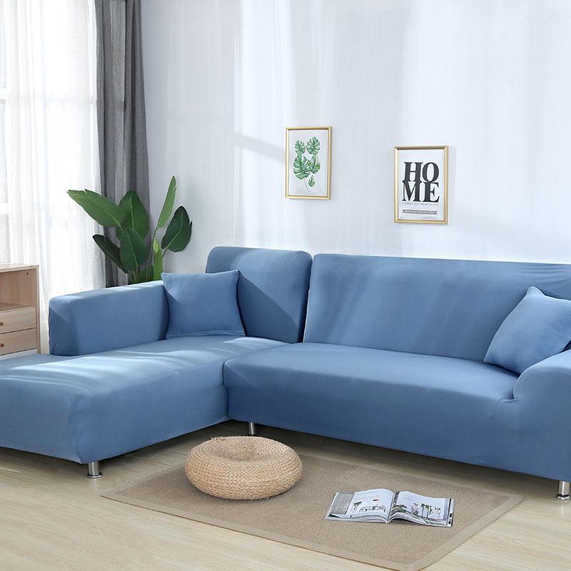 Grey Plain Color Elastic Stretch Sofa Cover Need Order 2Piece Sofa Cover If L-style Fundas Sofas Con Chaise Longue Case for Sofa