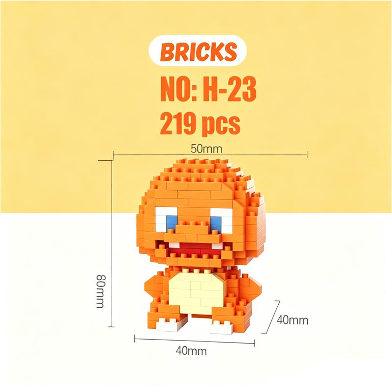 Micro Building Blocks Charmander Pikachu Action Figures Gengar Mini Bricks Model Diy Puzzle Toy For Kids Toys Gift