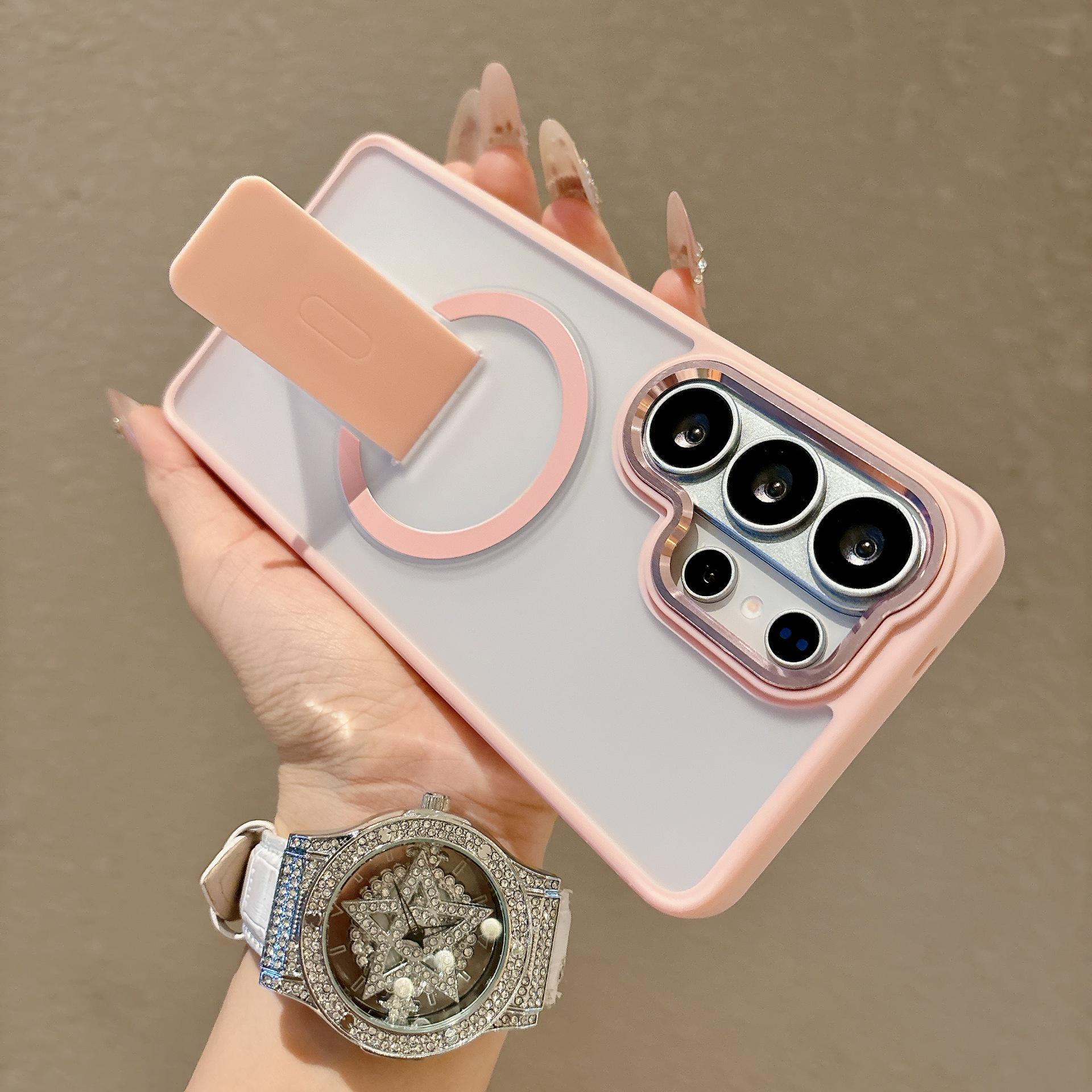

Samsung S26 Ultra Magnetic Suction Case: Invisible, Drop-Proof, Cool Touch with Cross-Skin Feel and Bracket for S25 & A57. S24PLUS