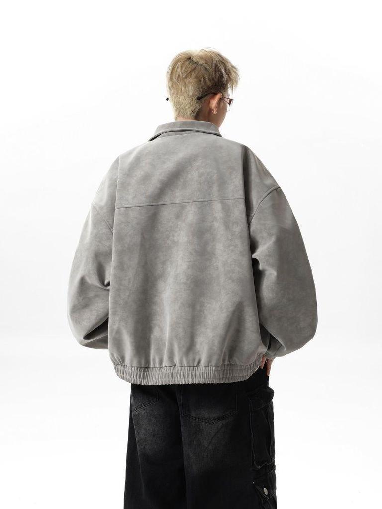 Men's High-End Stand-Up Collar Leather Motorcycle Jacket - Handsome, Loose, and Versatile for Autumn and Winter