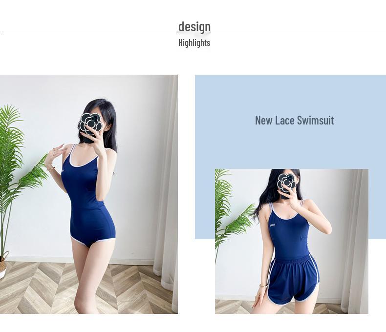 2024 Japanese College Style Two-Piece Women’s Swimsuit: Trendy, Belly-Covering, Sweet, Conservative One-Piece Hot Spring Wear