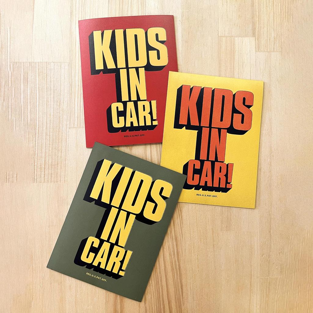 KIDS IN CAR! Kids Insignals Magnet 12x9cm Retro Vintage Vintage Classic (Red)