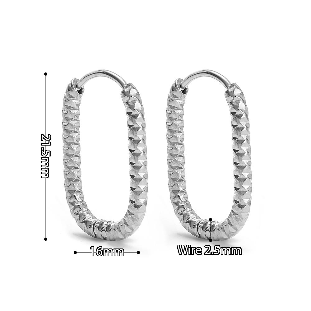 1 Pair Stainless Steel Round Oval Embossing Ear Rings Korean Earrings Hoops Earring for Women Female Girls Metal Luxury Jewelry