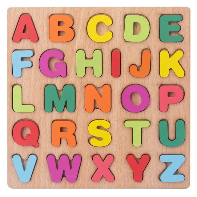 Wooden Puzzle Kids Montessori Toys for Baby 1 2 3 Years Old Alphabet Number Shape Matching Games Children Early Educational Toys