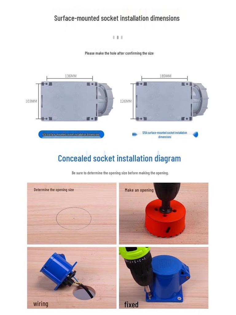 63A/125A Waterproof Aviation Plug Socket: 3-Pin, 4-Wire, 5-Hole, 3-Phase Connector