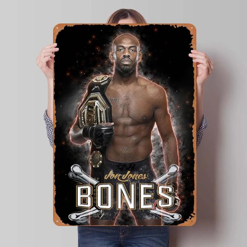 Jon Jones Metallskylt Boxningsposters Spelrumsinredning Man Vintage Plåttskylt Plakett för Väggkonst Dekoration Interiör