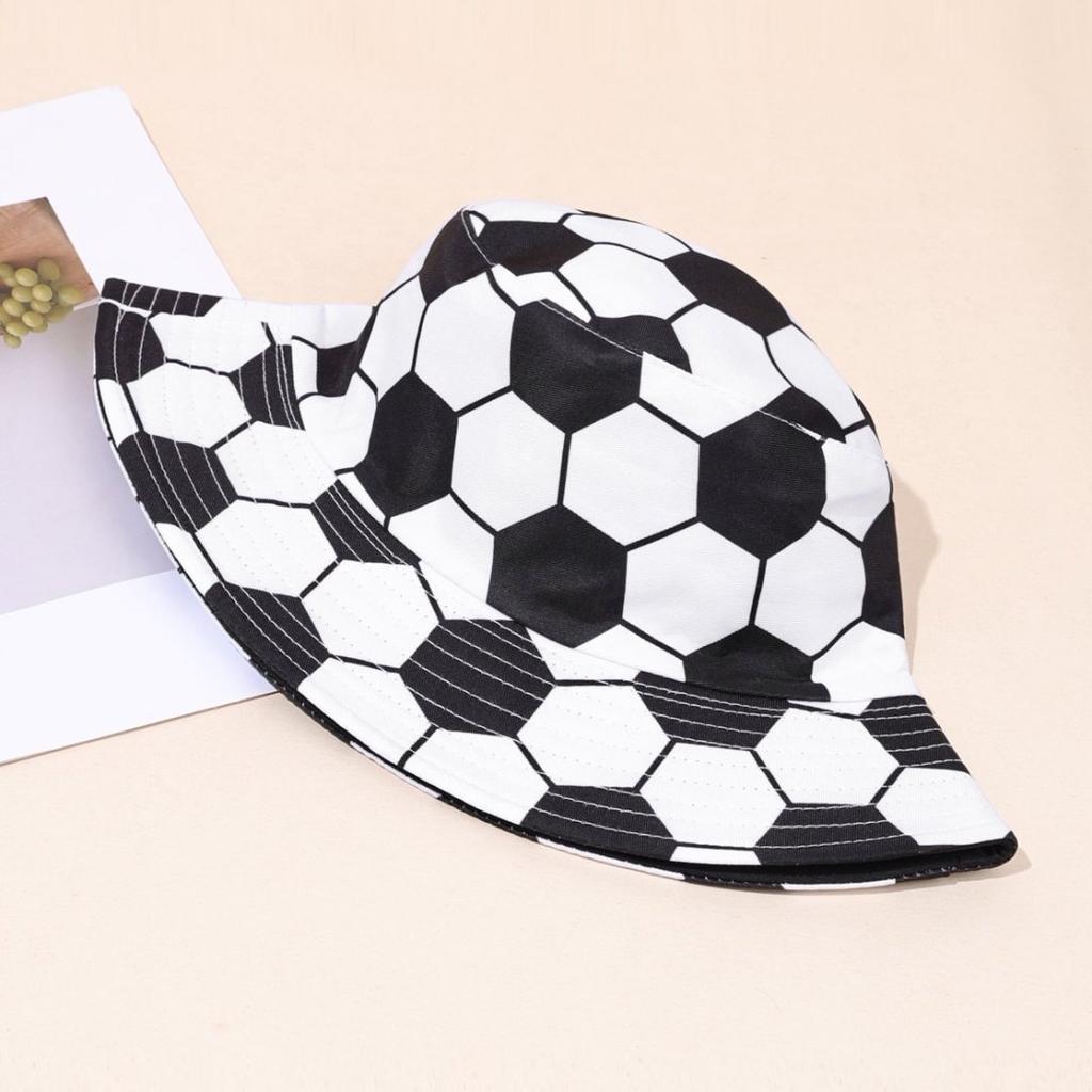 Cappello a Secchiello Stampato con Motivo Calcio Primavera ed Estate Outdoor Pieghevole Parasole Cappello Parasole