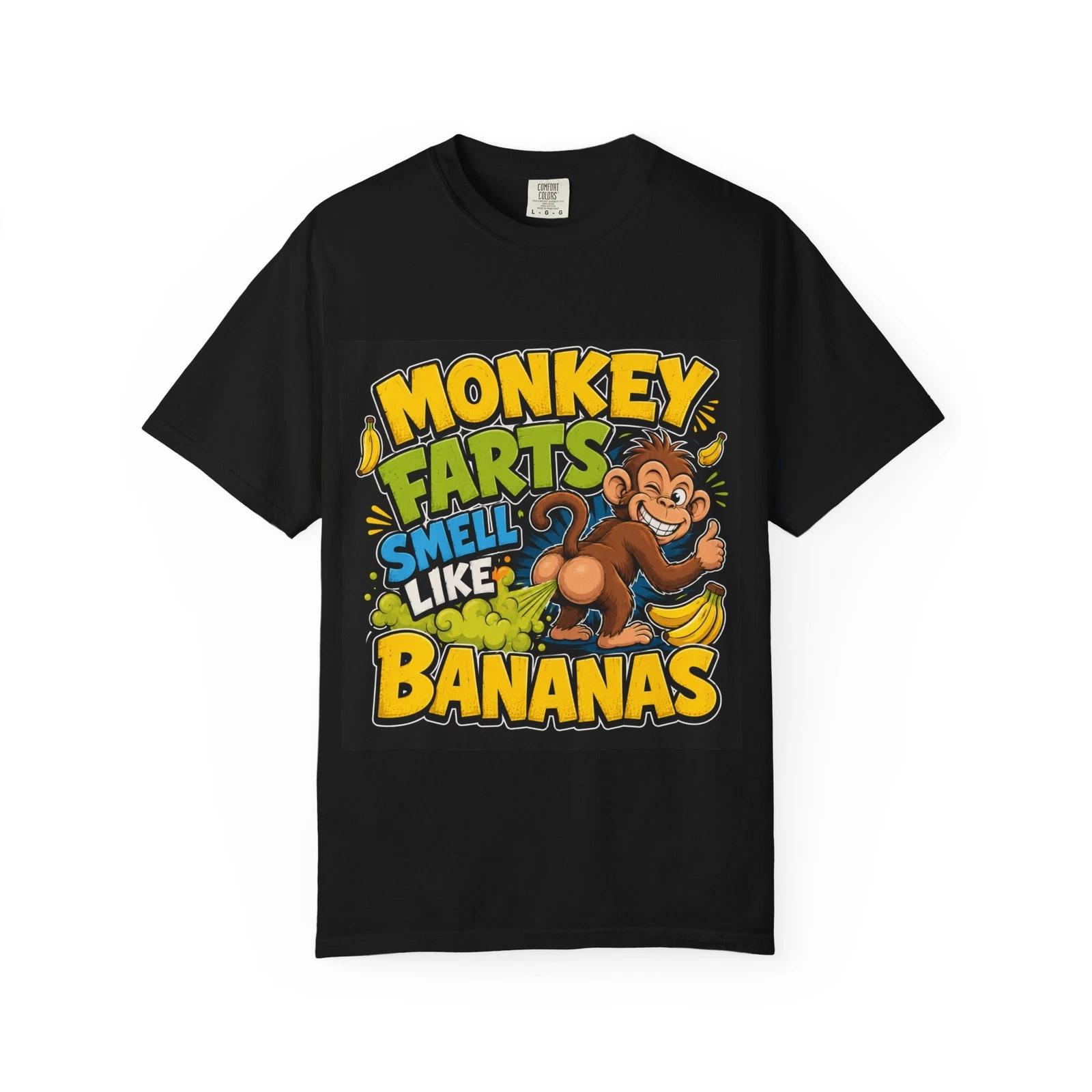 Monkey Farts Smell Like Bananas T-Shirt | Funny Cartoon Monkey Design XXXXL