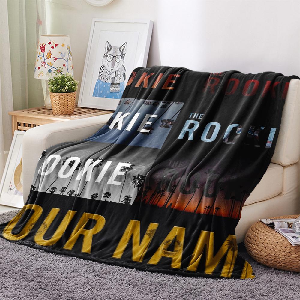 1PC Custom Name The Rookie Patterned Flannel Blanket Suitable For All Seasons for Home Decor Warmth and Comfort Gifts Holiday Present