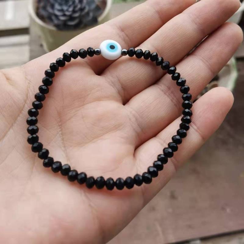 Black Crystal Tourmaline Bracelet, Empath Protection Bracelet for Women, Dainty Black Tourmaline Jewelry,