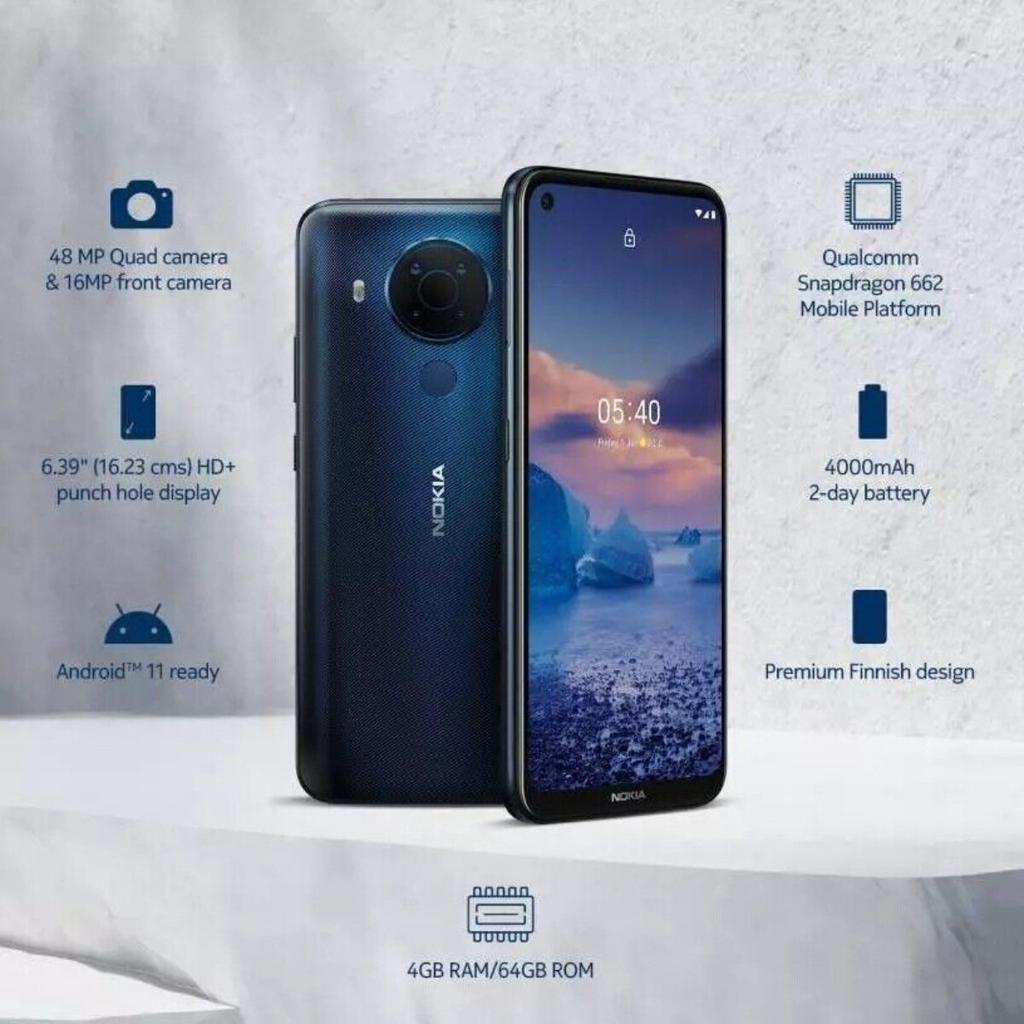 Refurbished Nokia 5.4 Unlocked 64GB/128GB 4G LTE 4GB RAM 48.0MP WIFI 2-SIM 6.39" Original Smartphone
