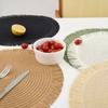 Japan Style Round Braided Placemats Hand Woven Non-slip Fringe Paper Table Mats with Tassels Tea Cup Pad