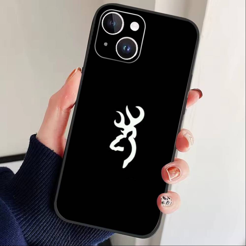 Deer Hunting Camo Phone Case For iPhone17,16,15,14,13,12 Plus,Max Soft Silicone Black Cover