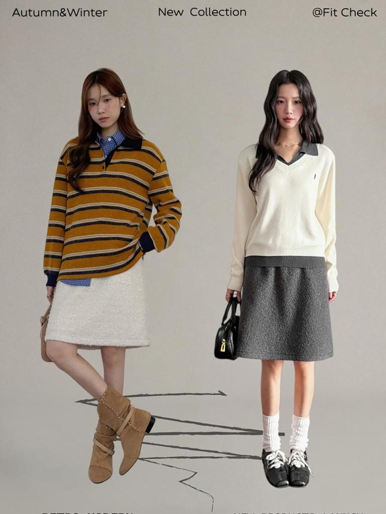 Retro High-Waisted Plaid Wool Blend Mini Skirt - Women's Winter Korean Style Bodycon Skirt