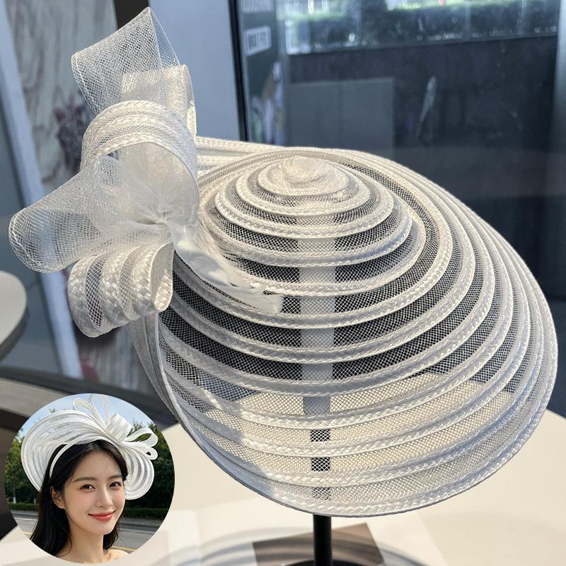 Elegant Woven Headband Mesh Hat Retro Versatile High-End Women's Party Accessory Spring Summer Decoration