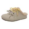 Fashion Aphixta Cow Suede Brown Slipper Furry Warm Women Mule Outside Plush Shoes Colorful Lace Up Slides Chaussures Femme Zapatos Mujer