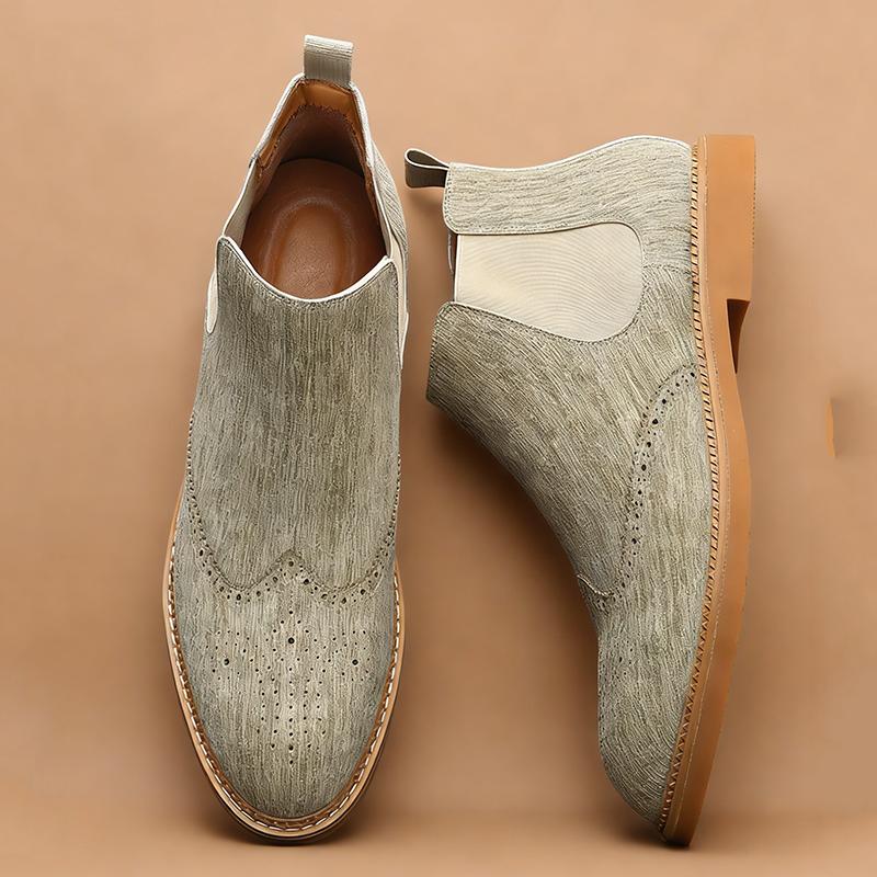 Luxury Winter Fashion Designer New Men's Pointed Suede Leather Casual Chelsea Ankle Boot Male  All-match High Tops Brogues Shoes