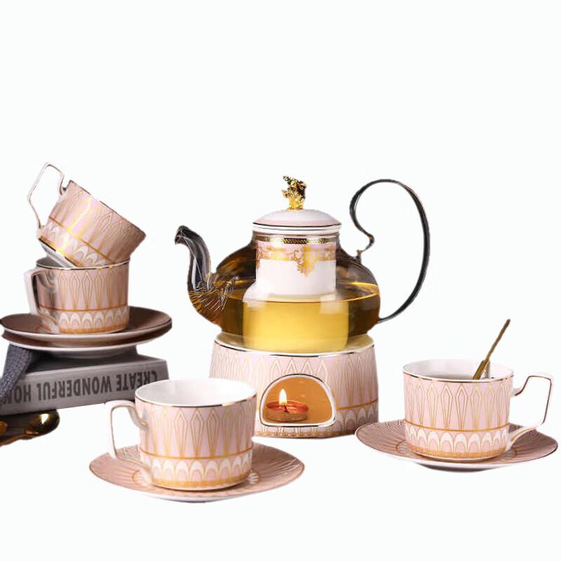 Homeglen Gold Rim Pearlescent Pink Tea Set