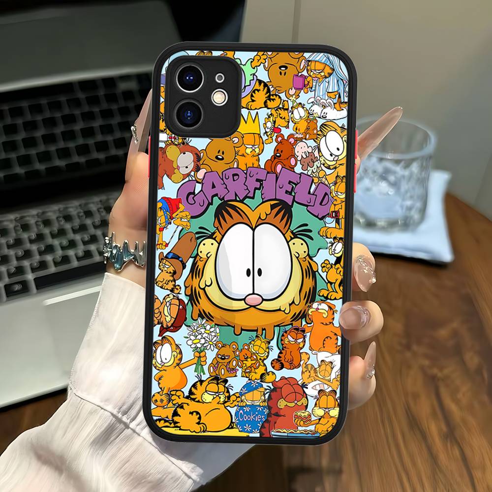 Anime G-garfields Cat Phone Case For IPhone 11 12 13 14 15 16 Pro Plus X XS MAX Matte Bumper Shockproof Cover