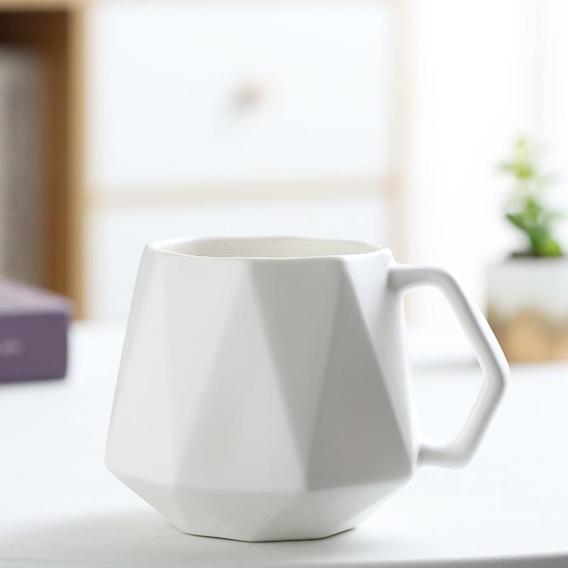 Geometric Diamond Rhombus Ceramic Couple Mug