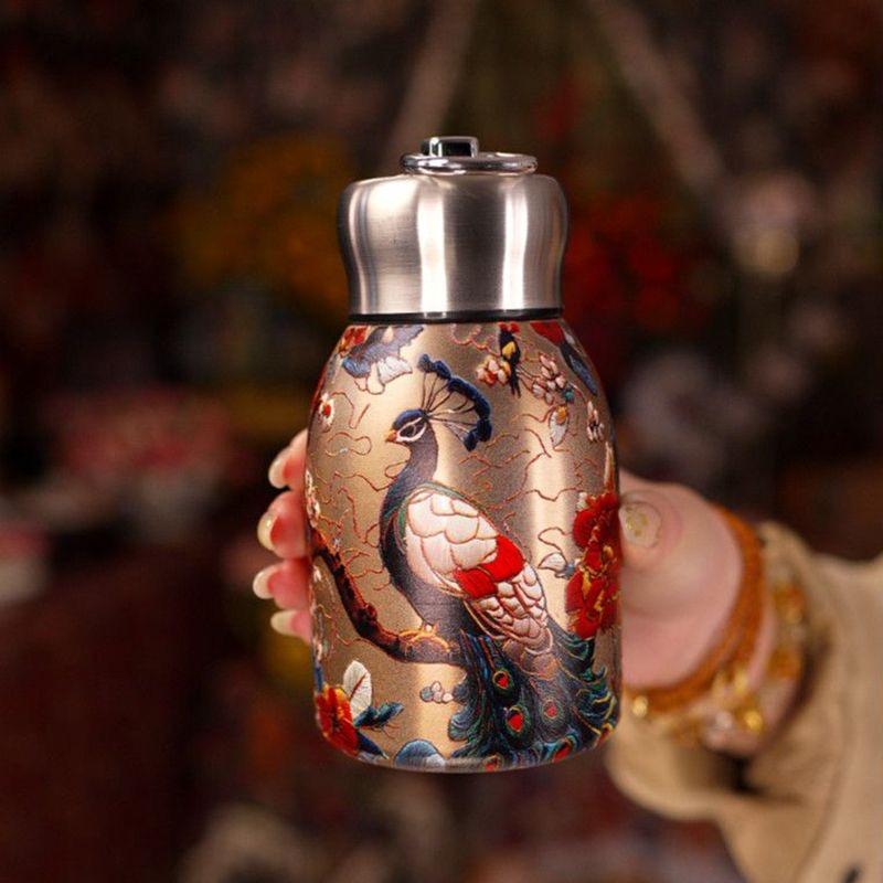 Copo Térmico Isolado Retro de Aço Inoxidável – Garrafa de Água Térmica Pequena e Bule de Café