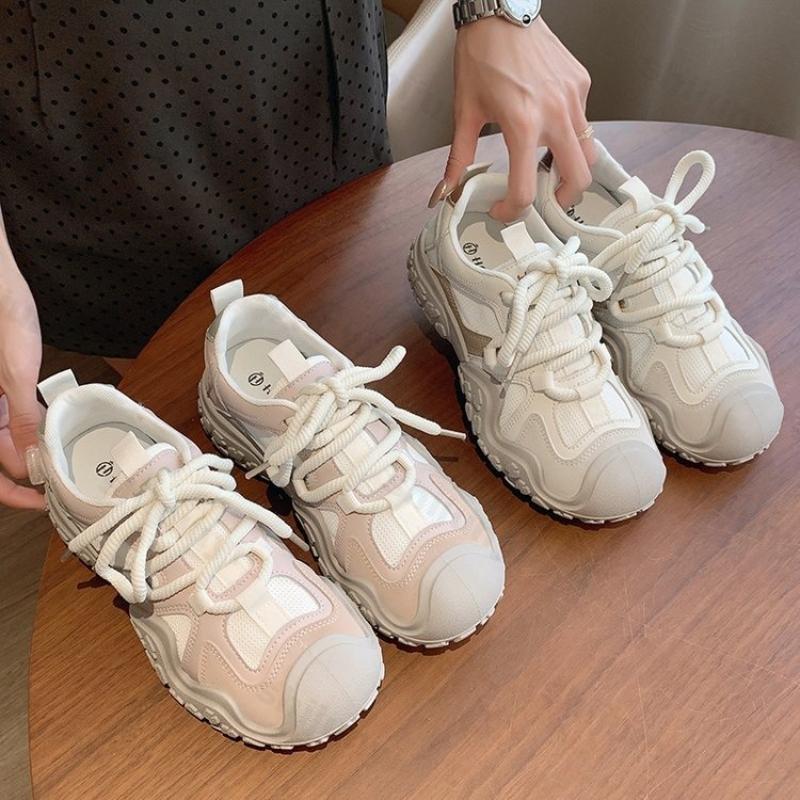 Fashion Women's White Sneakers 2025 New Spring Autumn Outdoor Breathable Running Shoes Lightweight Fashion Lace Up Non Slip Casual Shoes