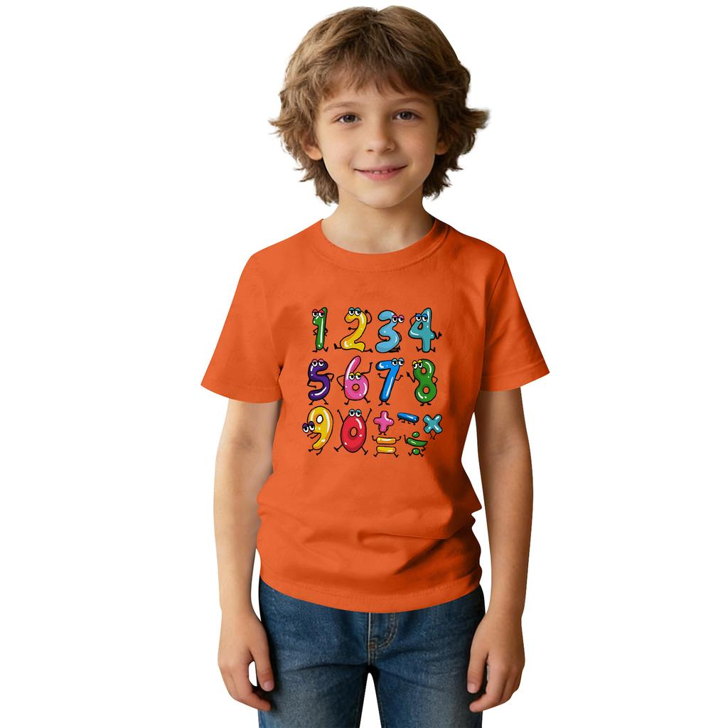 Modische Rundhals-Kurzarm-Arbeitskleidung bedruckte Oberteile für Kinder-Sommeroberteile