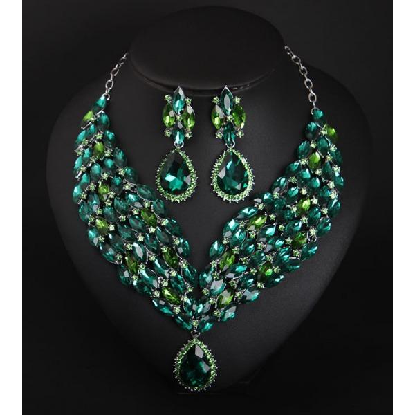 Crystal African Necklace Earrings Set Dress Dinner Bride Exaggerated Women'S Accessories
