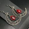Gothic Alloy, Blood Moon Earrings, Blood, Handmade, Crescent Moon, Blood Drop, Poison, Rhinestone Earrings, Moon
