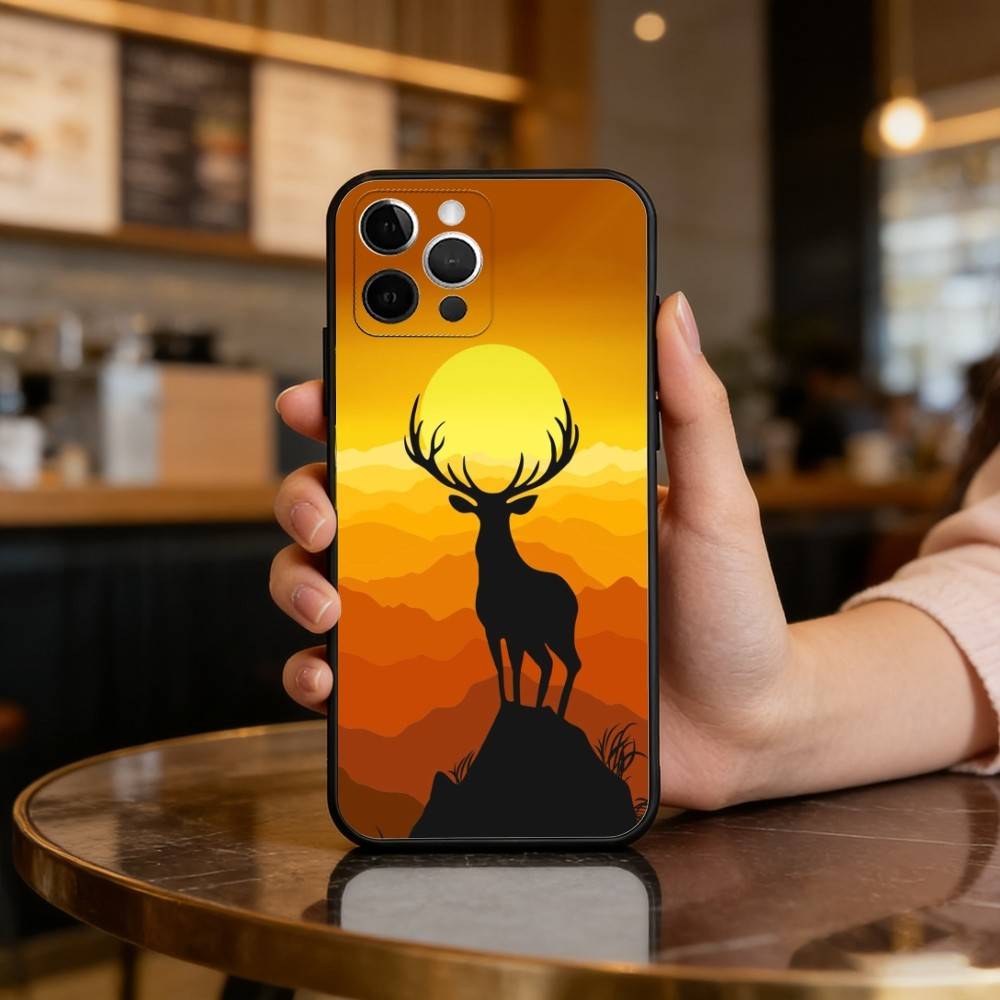 D-Deer-ER Weiche Silikon-Schwarze Hülle, Handyhülle für iPhone 17,16,15,14,13,12,11 Plus,Pro Max,XS
