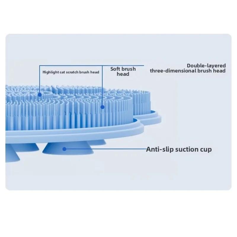 1pcs Bathroom Use Silicone Non-slip Foot Basin Cleaning Pad, with Suction Cup for Exfoliation Shower Head Massage Bath Brush