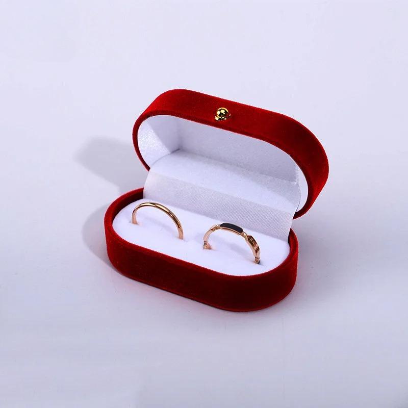 

Бархатная шкатулка для украшений, шкатулка для колец, органайзер для украшений с двумя отделениями, двойная шкатулка для колец, шкатулка для украшений, подарочная коробка для свадьбы красный