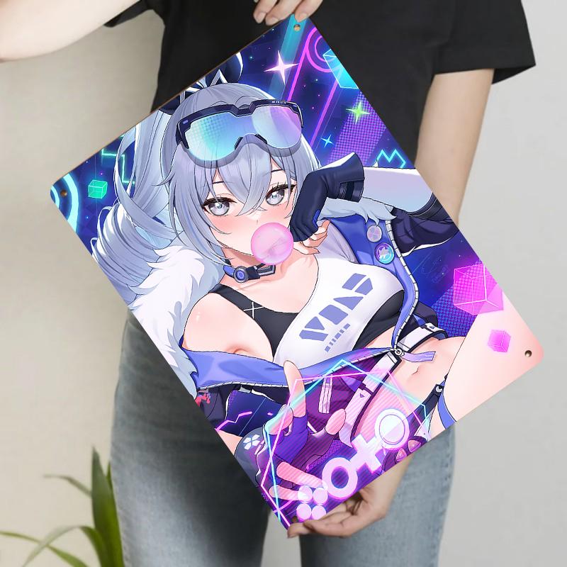

Custom Anime Girl Metal Wall Art Decor Vibrant Neon Style Manga Character Poster for Home Room Decoration 20x30cm（7.8x11.8inch）