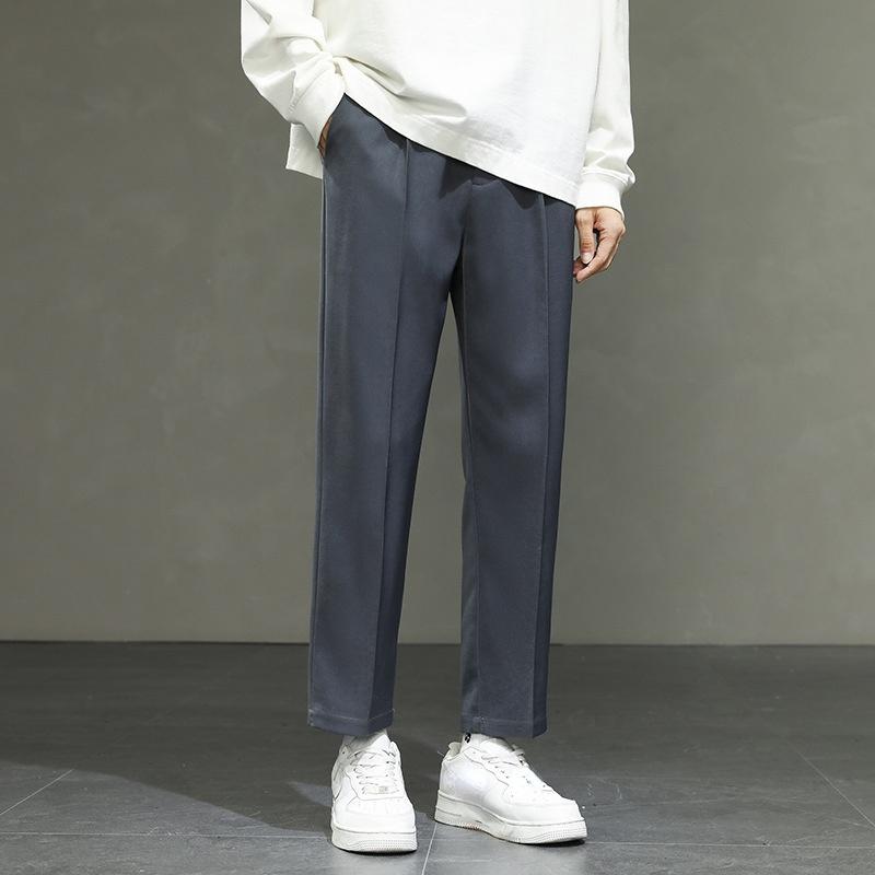 Spring and Autumn Nine-point Pants, Small Trousers, Men's Drape Slim Fit, Small-footed Casual Pants, Men's Straight Loose Suit Pants