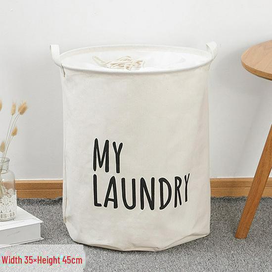 Large Fabric Foldable Laundry Basket with Drawstring, Waterproof & Moisture-Proof for Clothes and Quilts