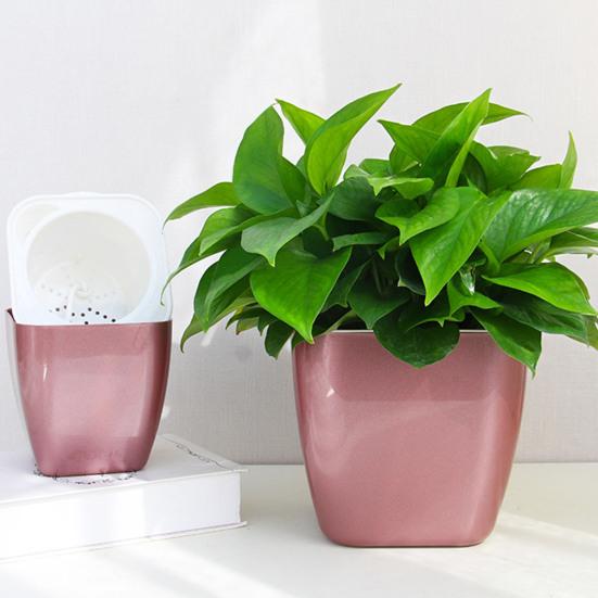 Flower Pot Self Watering Heat Resistant PP Automatic Draining System Planter Household Supplies