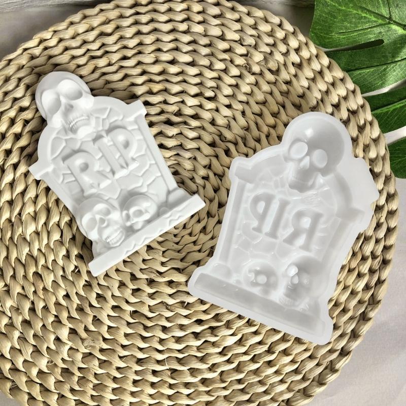 Pour Art Form for Halloween Grave Marker Displays, Quick Releases Build for Small Indoor Accent Work, Single Raised Pattern for Shelf Styling Use