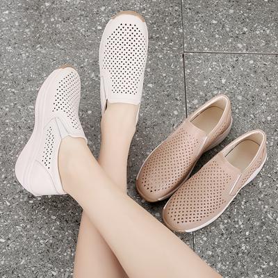 Ladies Platform Loafers Casual Elegant Black Cow Leather Women Thick Sole Shake Shoe for Girl Plus Size