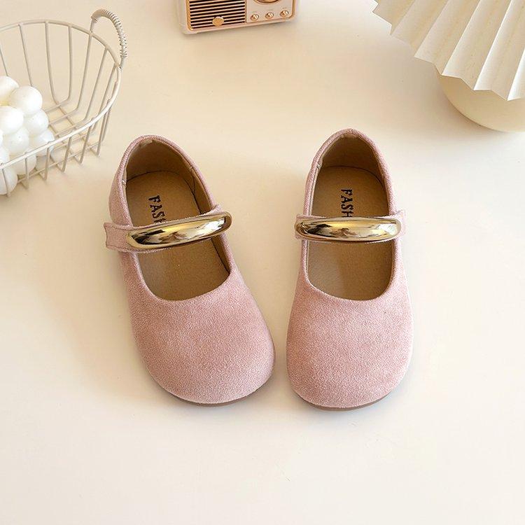 

Корейская версия детской обуви замшевые туфли Мэри Джейн для девочек с круглым носком на мягкой подошве однотонные простые детские кожаные туфли детская обувь 36 розовый