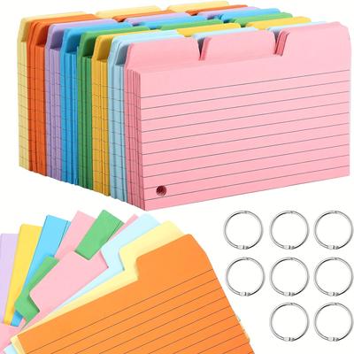 200 bucăți de cartonașe colorate, 3,45 x 5 inchi, cu 8 bucăți de cartonașe necompletate, cartonașe de index cu linii, cartonașe grele pentru rechizite școlare