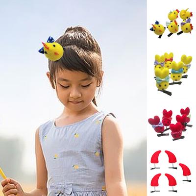 5Pcs Cartoon Bowknot Rabbit Chicken Decor Hairpin Spring Design Girl Hair Clip DIY Hair Clip Accessories Party Gift