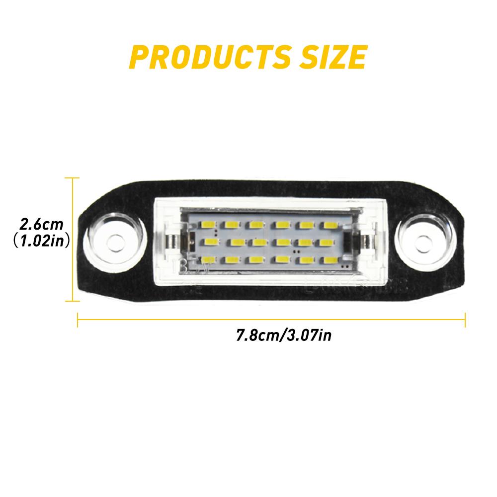 2Pcs Error Free Car LED Number License Plate Lights For Volvo XC70 XC60 XC90 S60 II V70 S80 C30 C70 V60 V50 S40 LED 6000K White License Plate Covers