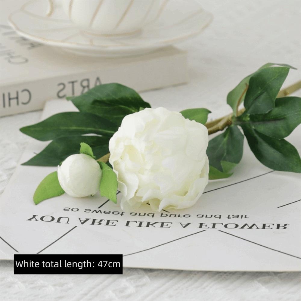Lifelike 2 Head Simulated Peony Flower Silk 47cm Fake Peony Bouquet Beautiful Floral Flower Arrangement Bridal Bouquet белый